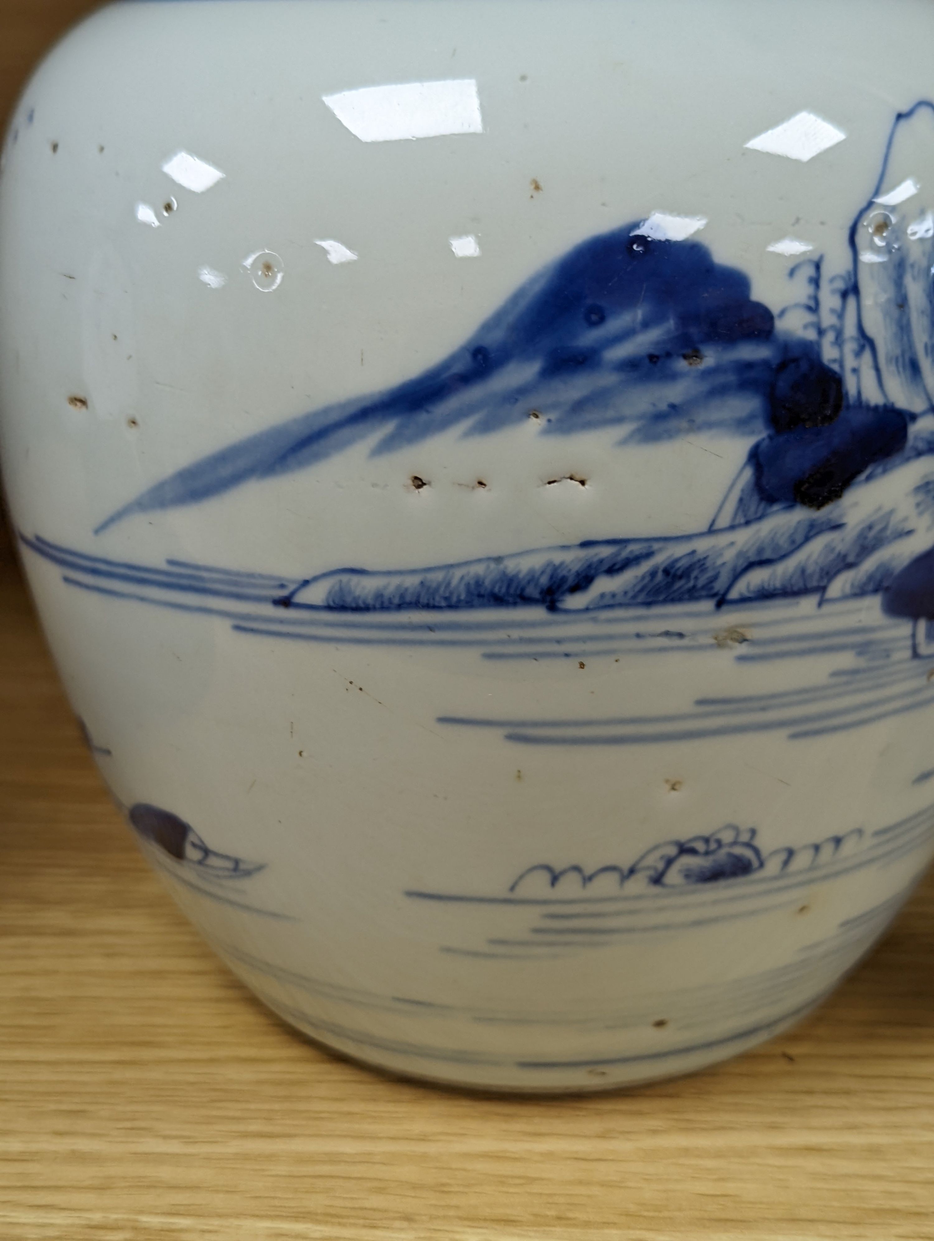 An 18th century Chinese blue and white ginger jar, 18cm